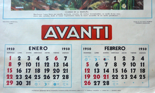Imagen 2 de 7 de Antiguo Almanaque Avanti. Año 1950 (completo). 15005