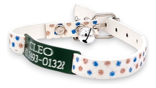 Combo Chapita Pasante + Collar Glamour Cat Blanco Pasacat