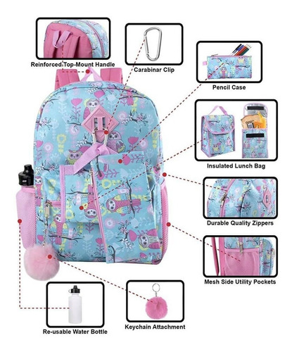 Set De Mochila Y Varios Accesorios Estampada- Envio Gratis!