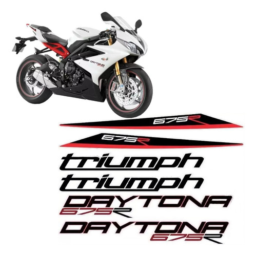 Kit Adesivos Moto Triumph Daytona 675 675r 2014 D675010 Cor ADESIVO EMBLEMA GRÁFICO COMPATÍVEL COM TRIUMPH DAYTONA 675R BRANCA