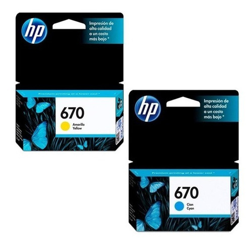 Cartuchos Hp 670 Cian - Yellow Estandar Originales