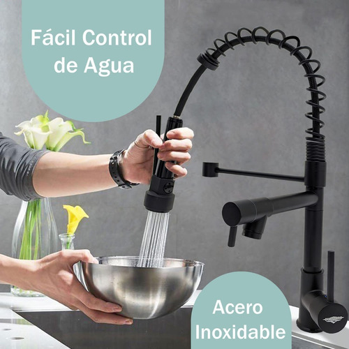 Grifo Llave Lavaplatos Monomando Extensible Triple Negra
