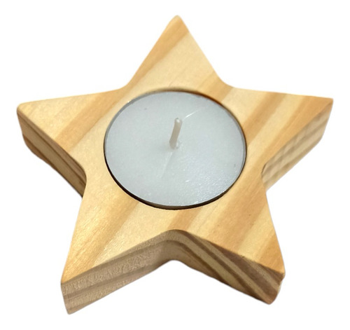 Pack Velas Estrella Madera Nórdico Escandinavo Portavela