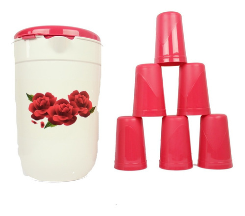 Jarra De 4 Litros De Plastico Con 6 Vasos Bouquete Fsc126367