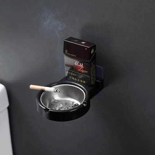 Cenicero De Pared Con Adhesivo, Cenicero Para Baño Accesorio Color Negro