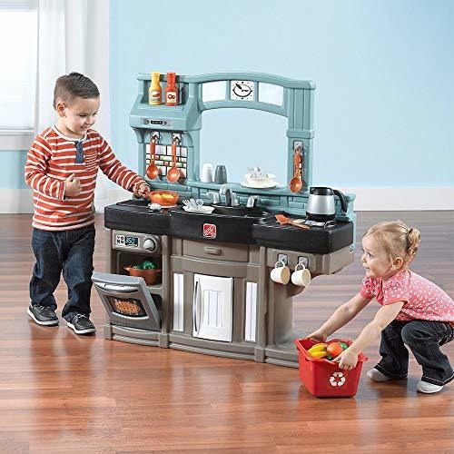 Cocina De Juguete Para Niños Con Utensilios De Plastico Azul