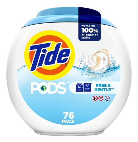 Tide Detergente Para Ropa 3en1:quitamanchas 76pods Sinolor
