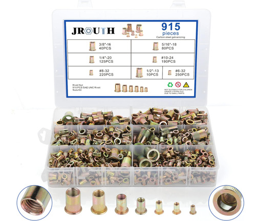 915pcs Kit De Tuercas De Remache Sae Unc Surtido De Tuercas 