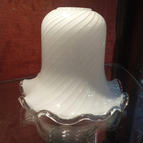 Par Tulipas Cristal De Murano X2 Pantallas Velador Lamparas Blanco Murano Blanco Espiralado (Usado)