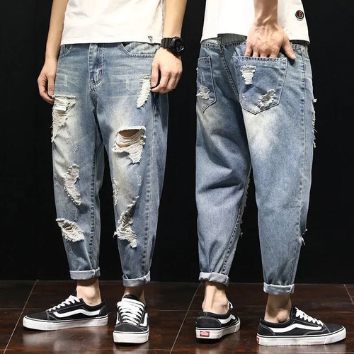 Vaqueros Rasgados Para Hombre, Elegantes Y Cómodos