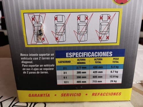 Soportes Torres Para Auto O Camioneta 2 Toneladas Mickels