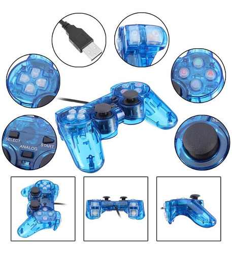 Joystick Pc Usb Transparente Con Luz Led