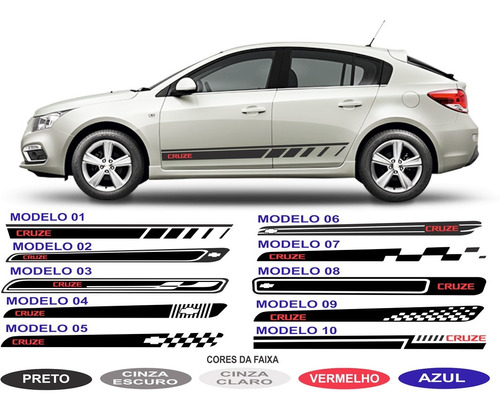 Acessorios Adesivos Faixa Lateral  Chevrolet Cruze Sport Par