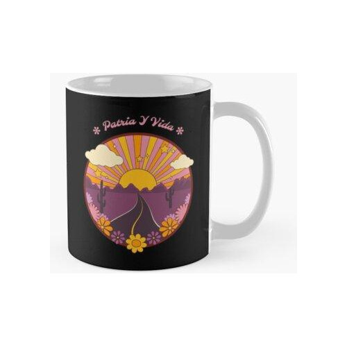 Taza Retro 70s Patria Y Vida Cuba Sunset Calidad Premium