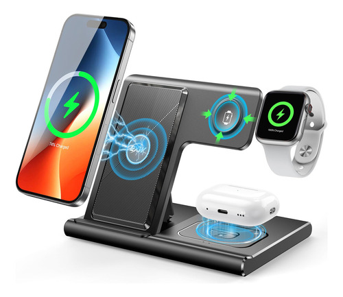 Cargador Inalámbrico Exw 3 En 1 Para iPhone Y Apple Watch