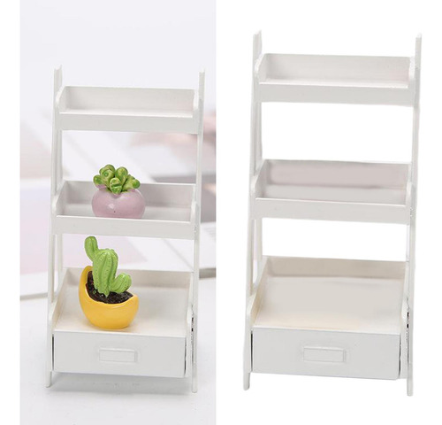 1/12 Escala Dollhouse Mini Antiguo 3 Tier Planta Soporte