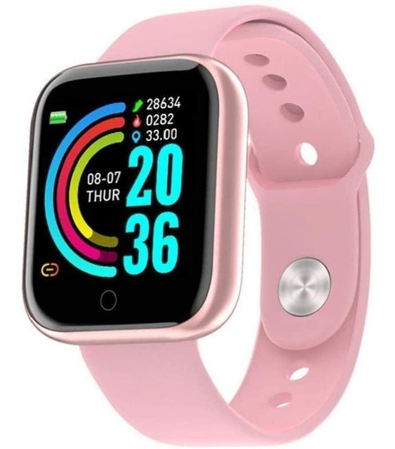 Reloj Inteligente Smartwatch Macaron Color de la caja Rosa chicle Color de la malla Rosa