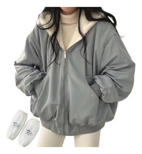 Chamarra Bomber Acolchada Reversible Para Mujer Con Capucha