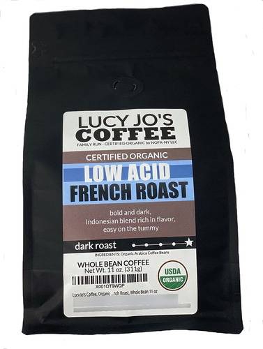 Lucy Jo's Coffee, Organic Low Acid French Roast, Whole Bean 