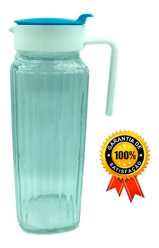 Jarra Para Água Suco 1 Litro De Vidro Cristal C/ Tampa Cor Transparente