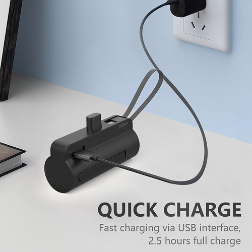 Power Bank Mini 5000 Mah Saiviek Dx121 Batería Portátil Salida Tipo C/ Lightning Con 1 Cable Pila Cargador