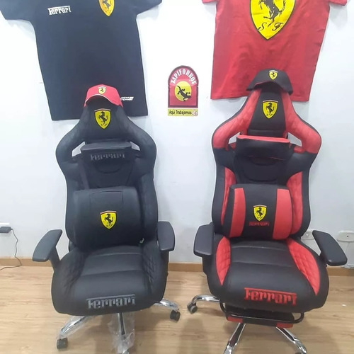 Silla Gamer T7a Tema Ferrari  Negro/combinada Rojo+obsequio