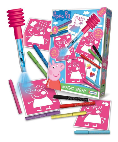 Set Stencils Y Marcador Con Spray Peppa Pig Vampirina Disney