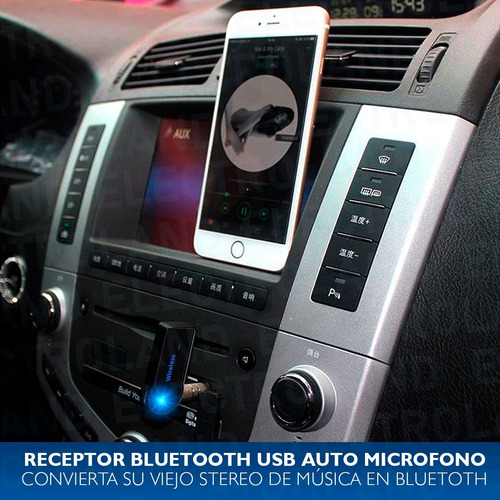 Receptor Bluetooth Usb Auto Microfono Manos Libres Parlantes