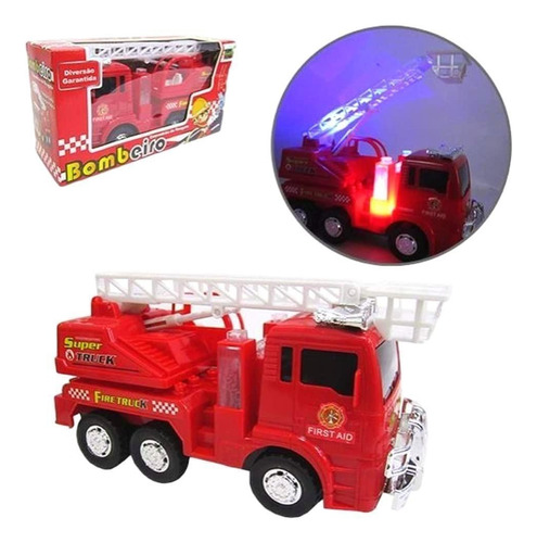 Brinquedo Infantil Caminhão Bombeiro Esquadrão Resgate Luz