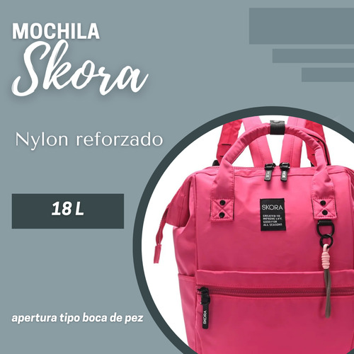 Mochila Boca De Pez Con Llavero Floria Skora Color Fucsia Diseño De La Tela Liso