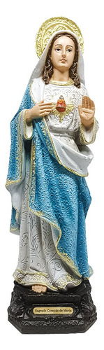 Imagem Imaculado Coração De Maria Em Resina Nacional 28cm