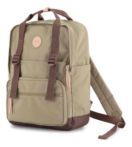 Mochila Okta 1085 Division Notebook Bolsillo De Atajo. Color Verde Oliva Y Marron
