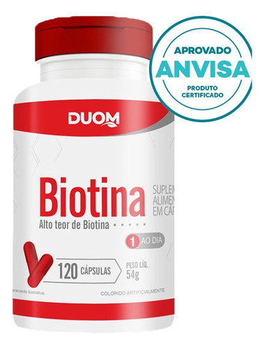 Biotina ( B7 ) 100% Puro - 120 Cápsulas 500mg - Duom