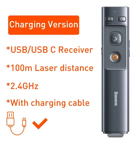 Apuntador Inalámbrico Baseus Rojo Usb Versión De Carga