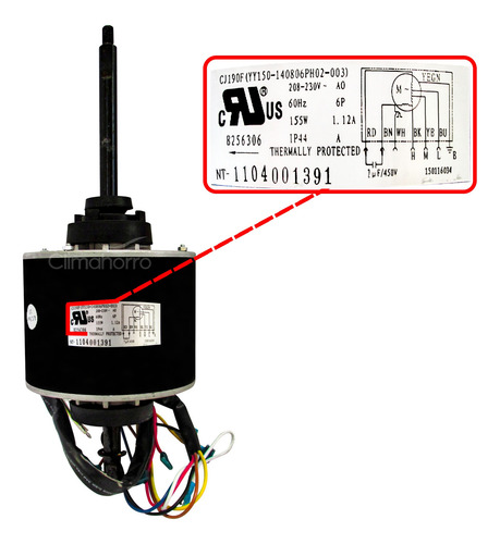 Motor Mirage 2 Ton Cj190f (yy150) Clima De Ventana Macc2421e
