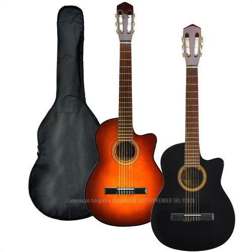 Guitarra Electrocriolla Con Corte Superior + Pack Funda Pua
