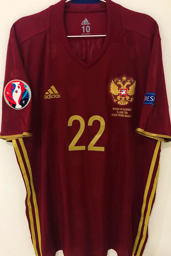 Camisa Rússia Usada Jogo Euro 2016 Dzyuba #22 Vs Eslováquia