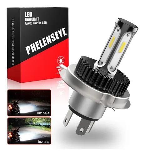 comprar Faro Led Moto H4 9003 Hb2 Cob Luz Alta Y Baja Foco 6000k