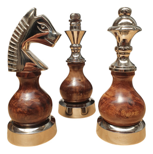 Piezas Decorativas Ajedrez Rey, Alfil Y Caballo Madera Y Met