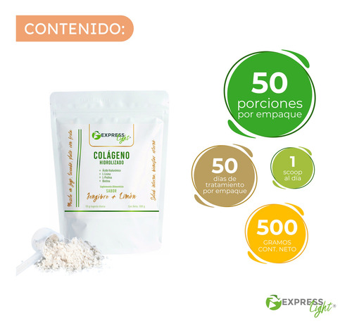Colágeno Hidrolizado Polvo Suplemento Dep Express Light 500g Sabor Jengibre-limón
