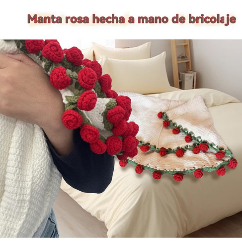 Cj Manta De Rosas Hecha A Mano, Ramo De Crochet