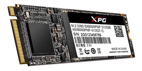 Disco sólido SSD interno XPG SX6000 Pro ASX6000PNP-512GT-C 512GB negro