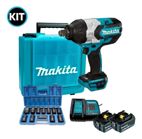 Chave De Impacto 3/4 18v Dtw1001 Makita 2 Bat 6a + Jg Soq