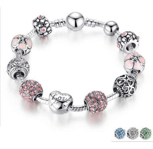 Pulseras De Plata Mujer Con Encantos Chapa Plata Fina 925