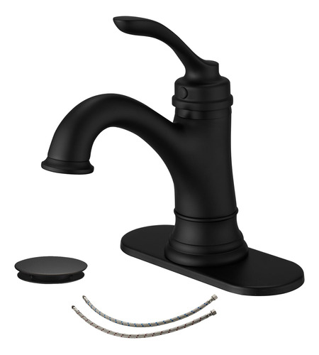 Homevacious Grifo De Baño Negro De 1 Agujero, Grifo De Lav.