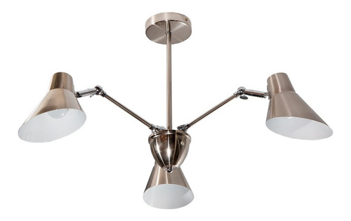 Lámpara Techo Níquel Satinado E27 40w 3 Luces Estructura Plateado