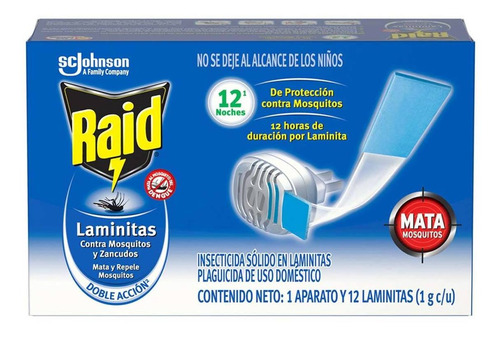 Raid Insecticida En Láminas 12 Unidades C/aparato - 12 Cajas