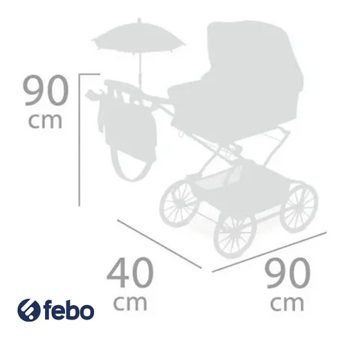 Imagen 5 de 7 de Coche De Muñeca Plegable Con Sombrilla Reborn De Cuevas Febo