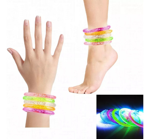 Pulsera Luminosa Led Cotillon Acrilica Brillantes Fiesta X20