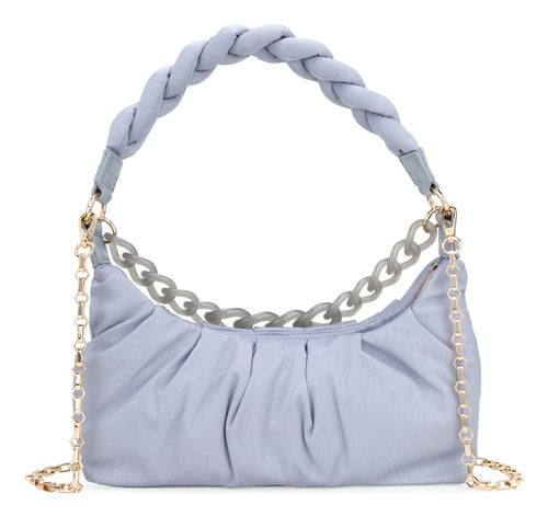 Bolsa Baguette Cloe Para Mujer Asa Al Hombro Trenzada Color Gris